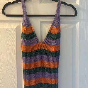 GANNI tri-color knit tank